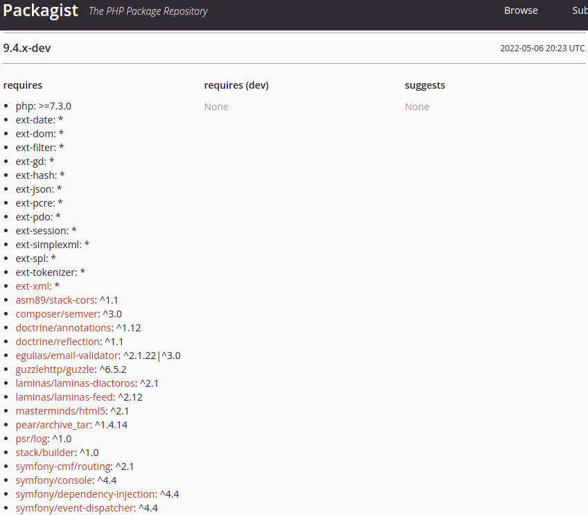 Drupal core dependencies