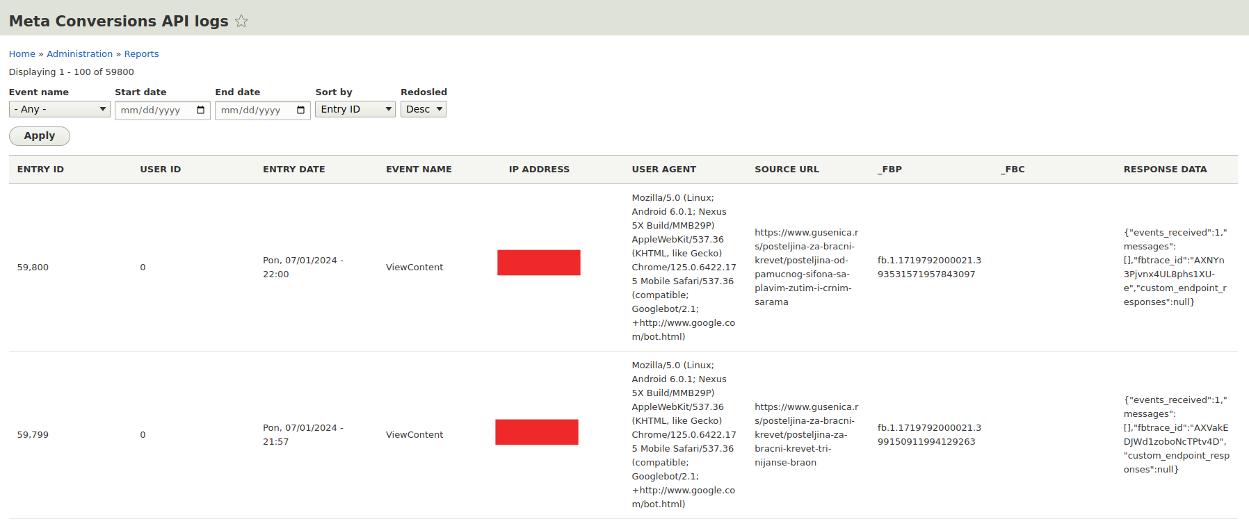 Conversions API - Drupal module log