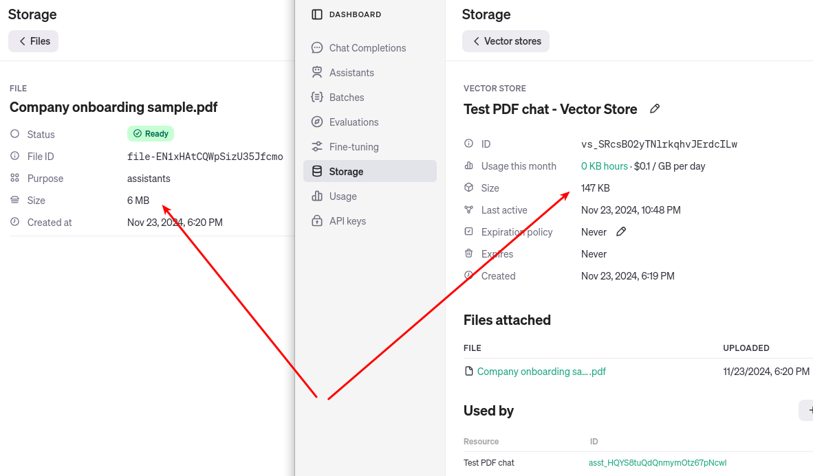 OpenAI vector store pricing