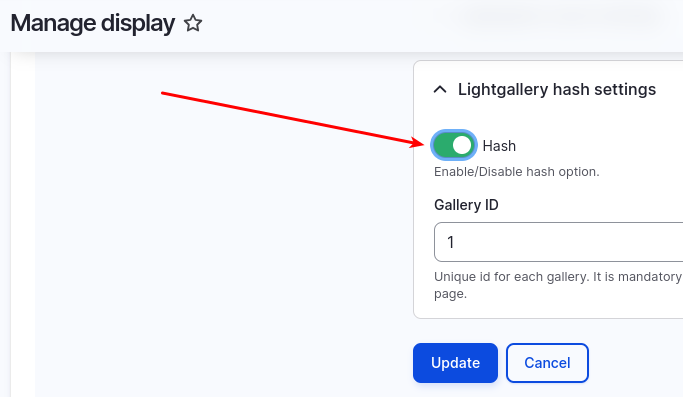 Drupal Lightgallery module - hash settings