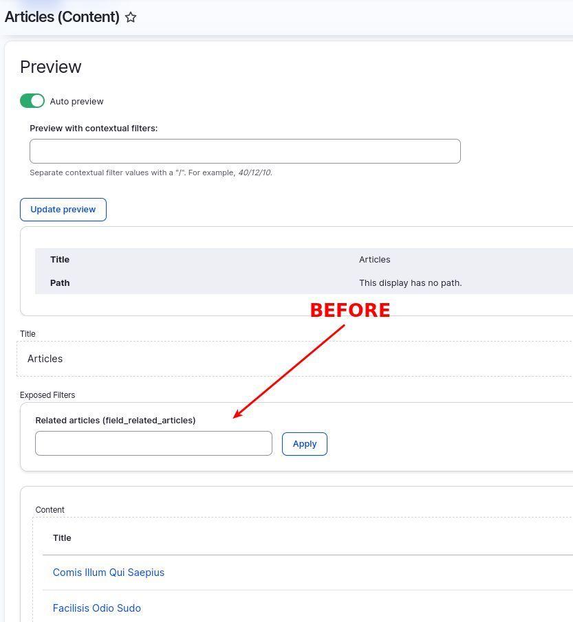 New EntityReference filter for Drupal Views - Before