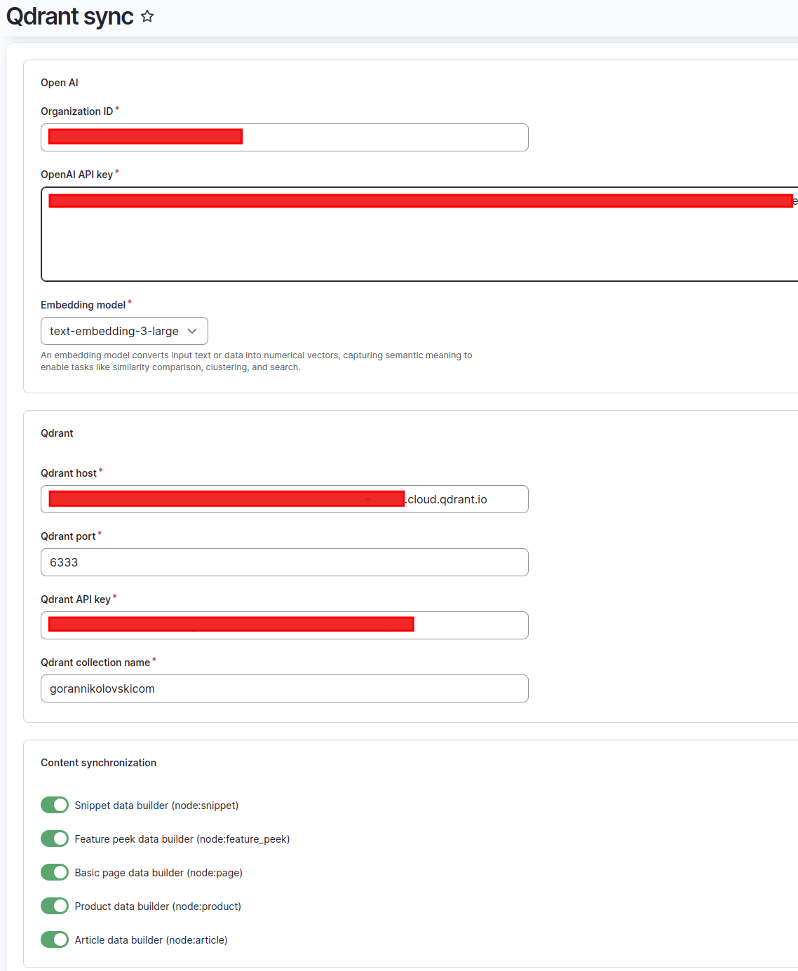 Qdrant sync settings