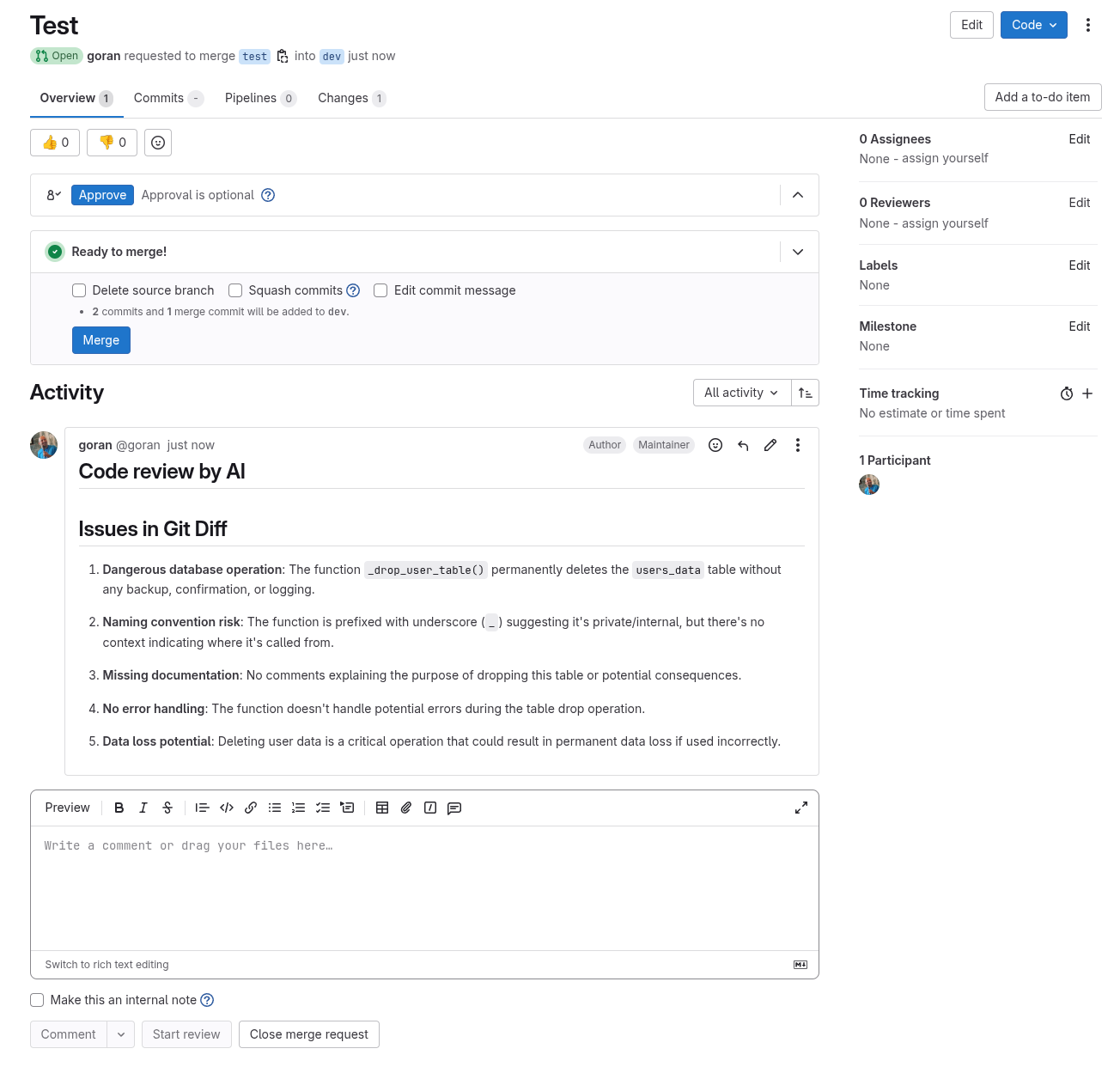 Gitlab MR AI reviews