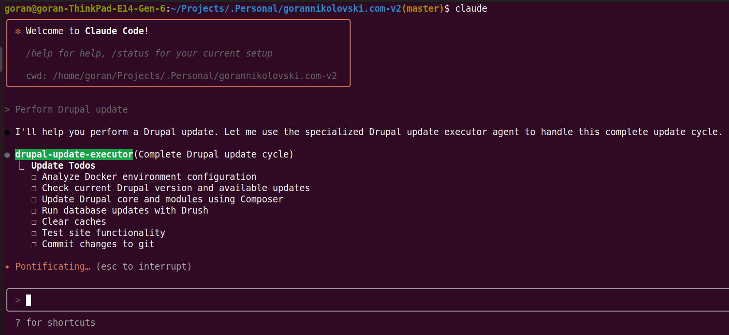 Claude Code Subagent running